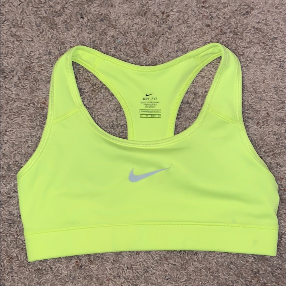 NEVER WORN, highlighter Yellow Nike sports bra